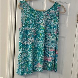 Lilly Pulitzer Blue and Pink Tropical Tank Top